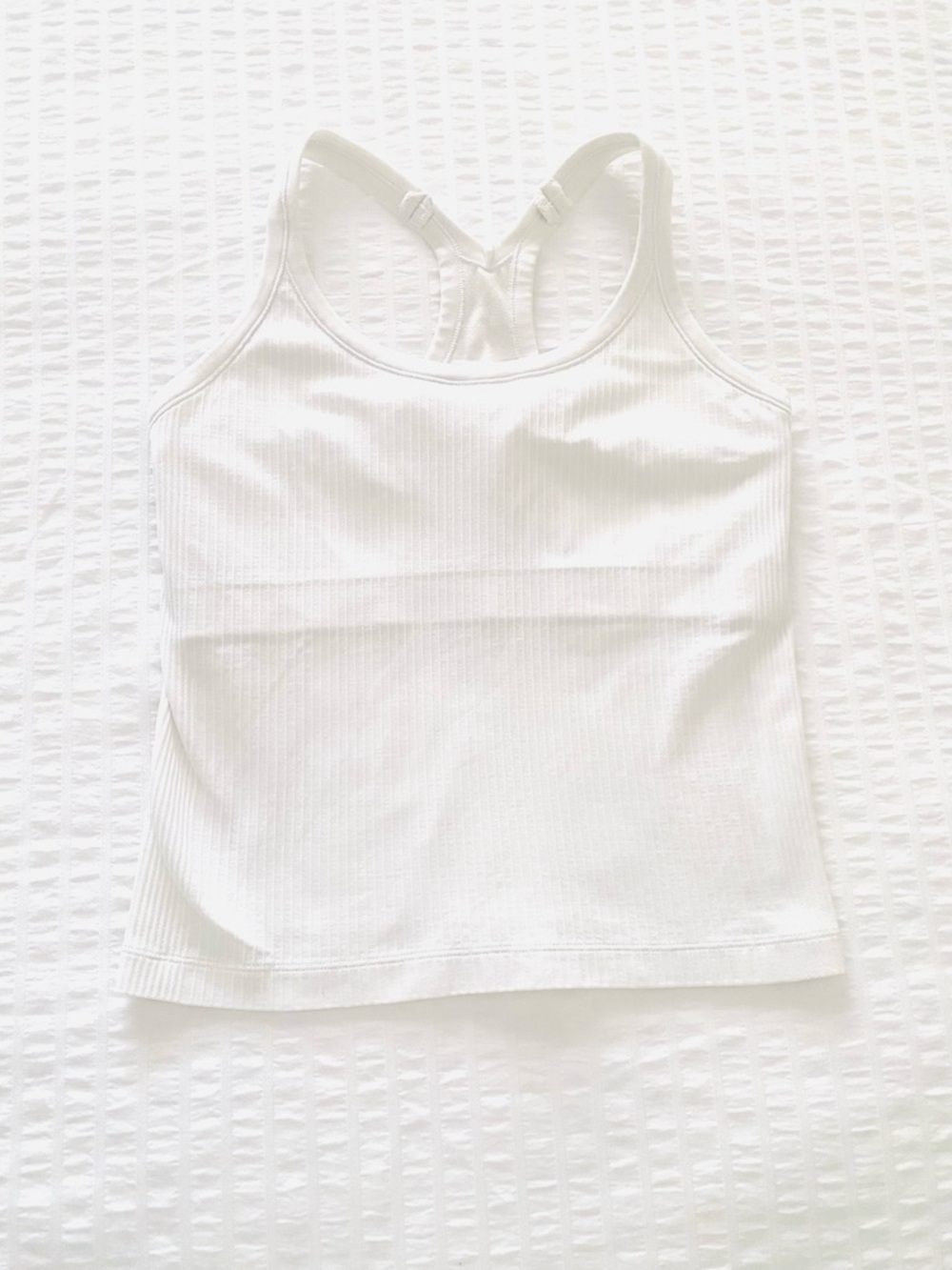 Lululemon White Ribbed Racerback Tank Top Size 8 Athletic Yoga